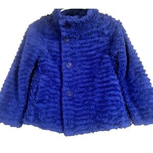 Patagonia Youth Girls Button Purplish Blue Pelage Faux Fur Jacket Size M ( 10)